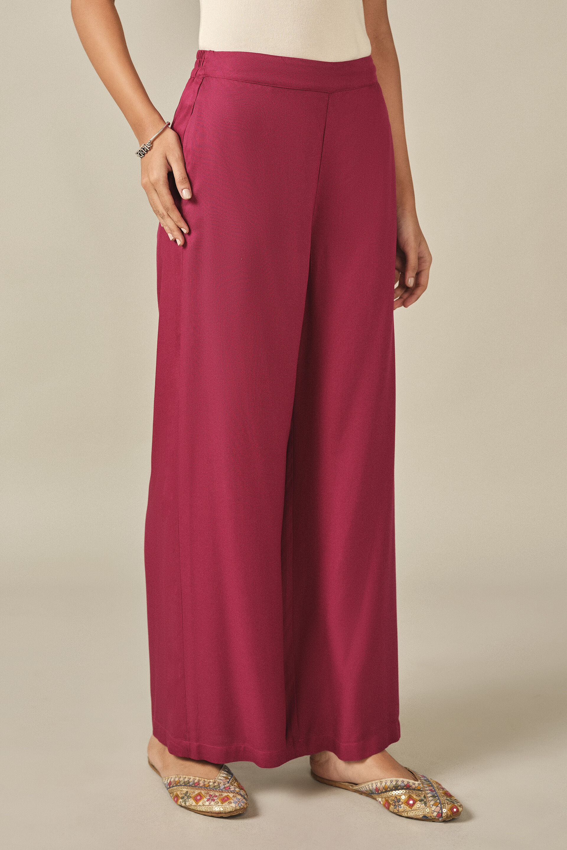Flowy Pants in Wine, Wine, image 3